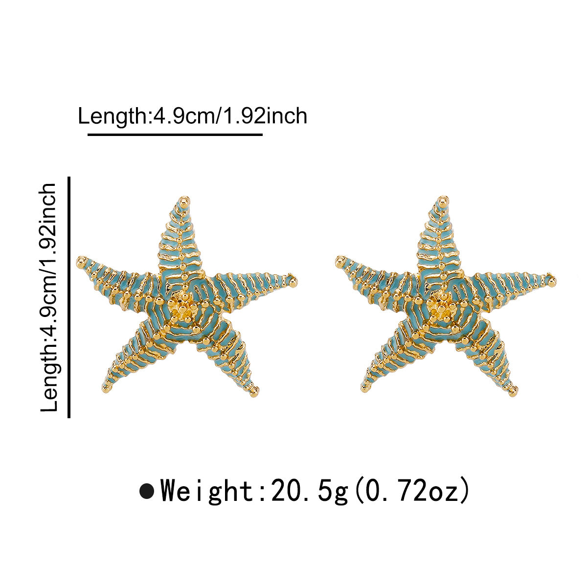 Pendientes de aleación con forma de estrella, inspirados en el océano veraniego, con acabado galvanizado para mujer, joyas texturizadas informales para vacaciones
