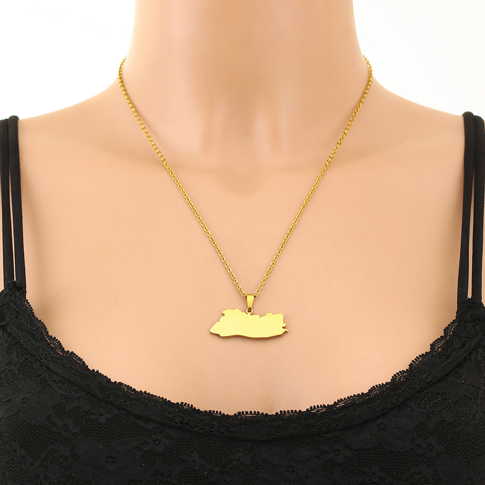 Collana Pendente Cavo Geometrico Minimalista Salvador in Acciaio Inossidabile con Finitura Placcata, Unisex