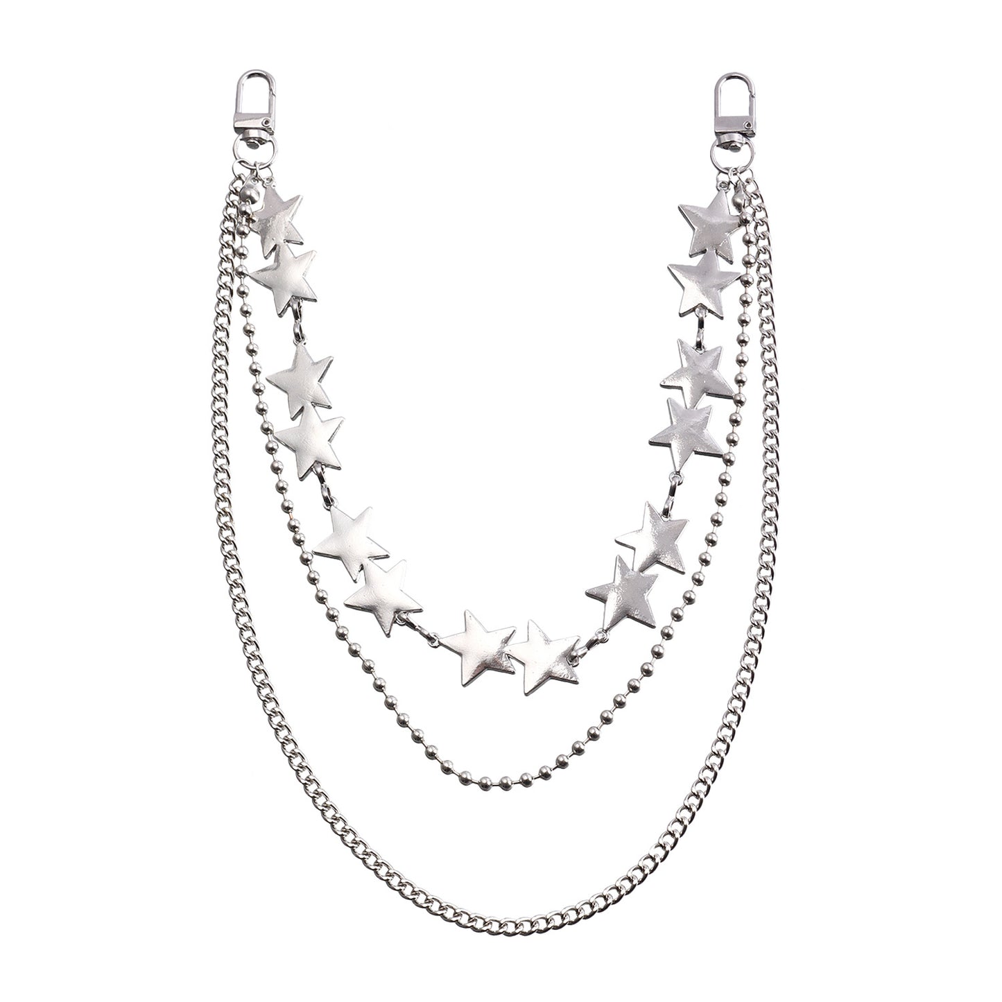 Retro Punk Style Metal Waist Chain for Women with Multi-Layer Stackable Design, Casual Denim Accessory