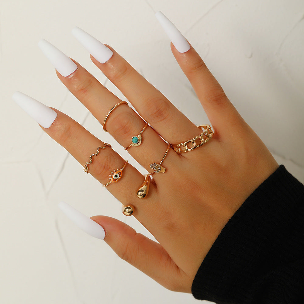 Geometric Butterfly Plated Alloy Ring Set