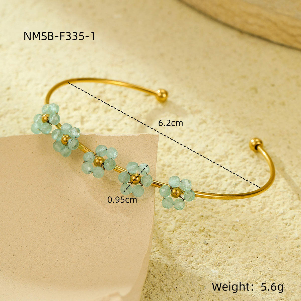 Bracciale a fiore minimalista elegante in acciaio al titanio e zircone con finitura placcata da donna