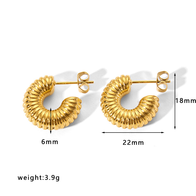 Minimalist Geometric Hollow Stainless Steel Earrings for Women with Plated Finish