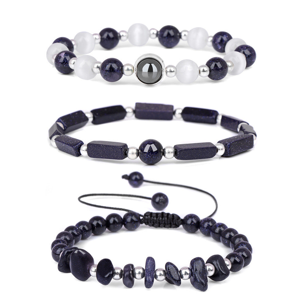 Vintage Geometric Crystal Beaded Bracelet Set Handmade Woven Jewelry Unisex