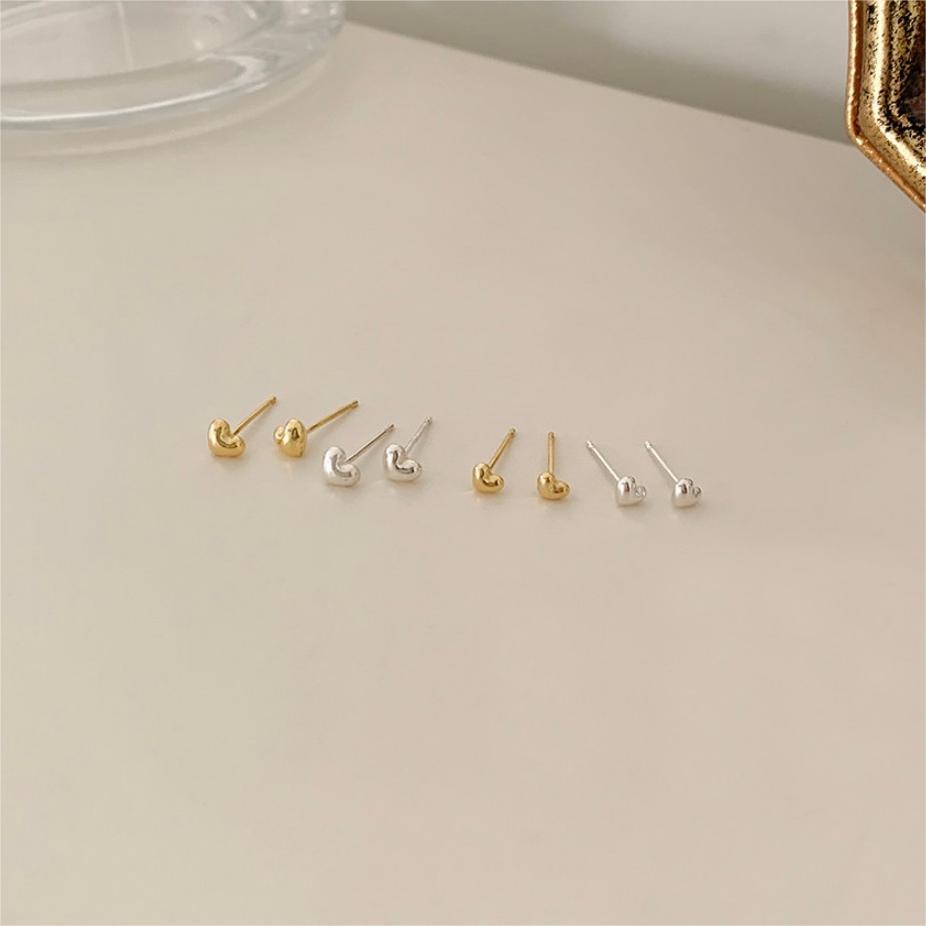 Orecchini a perno da donna a forma di cuore, minimalisti, in argento sterling 925 con opzione placcatura oro
