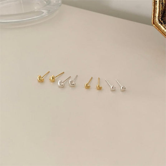 Minimalist Heart-Shaped 925 Sterling Silver Stud Earrings for Women with Gold Plating Option