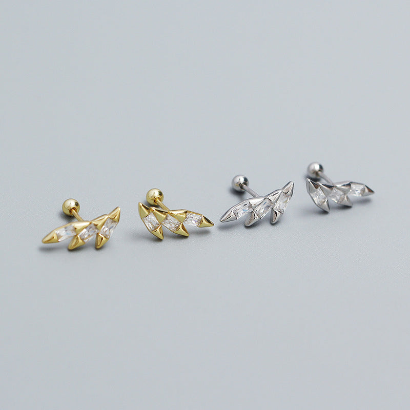 Sweet Streetwear 925 Sterling Silver Geometric Wing Cone Threaded Cartilage Earring