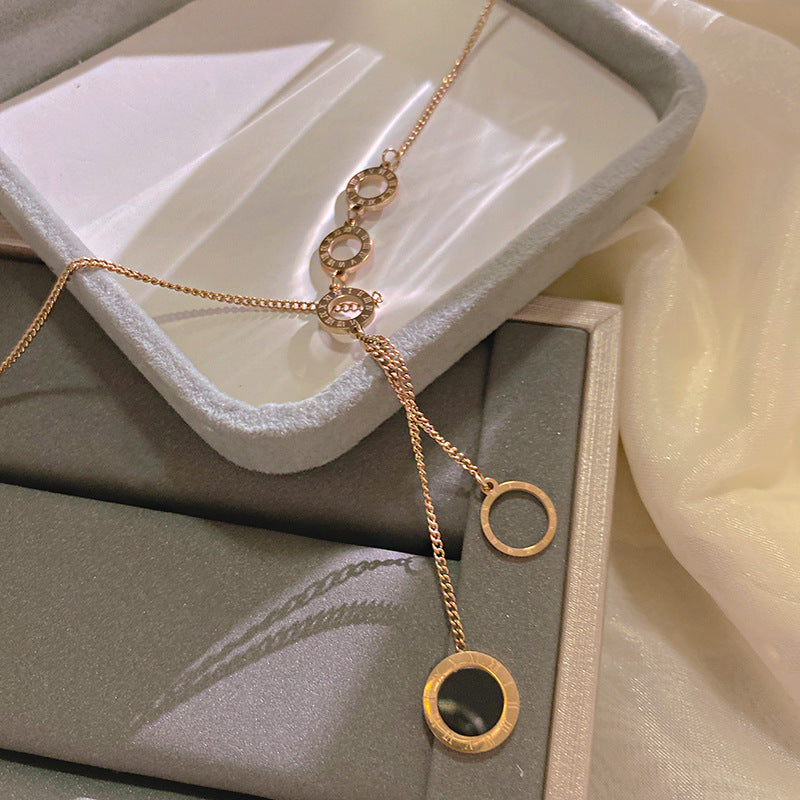 Luxury Gold Plated Titanium Steel Tassel Necklace for Unisex