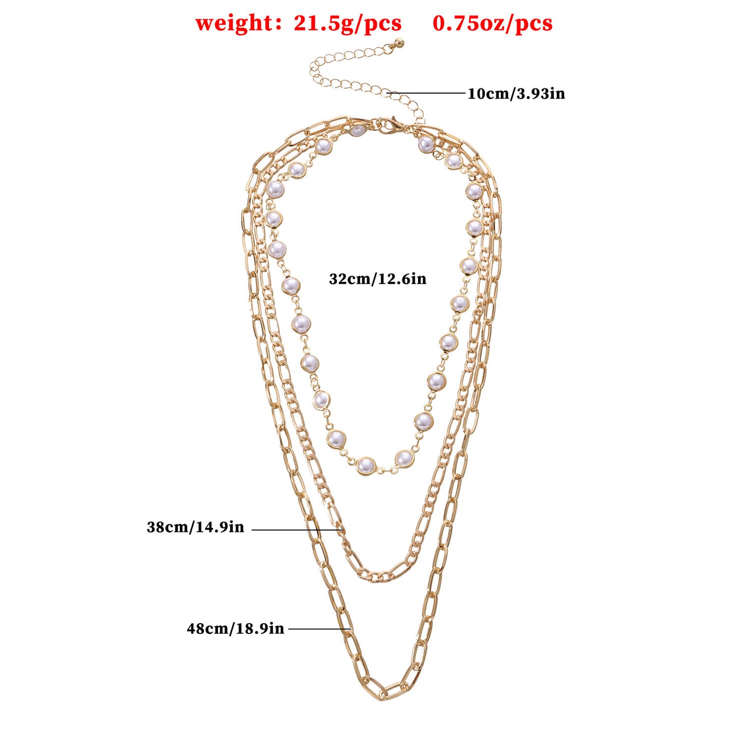 Minimalist Pearl Pendant Necklace for Women with Alloy Chain and Plated Finish Multi-Layer Fashion Jewelry