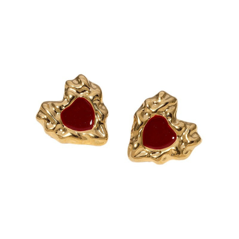 Minimalist Luxury 18K Gold Plated Heart Stainless Steel Earrings for Women