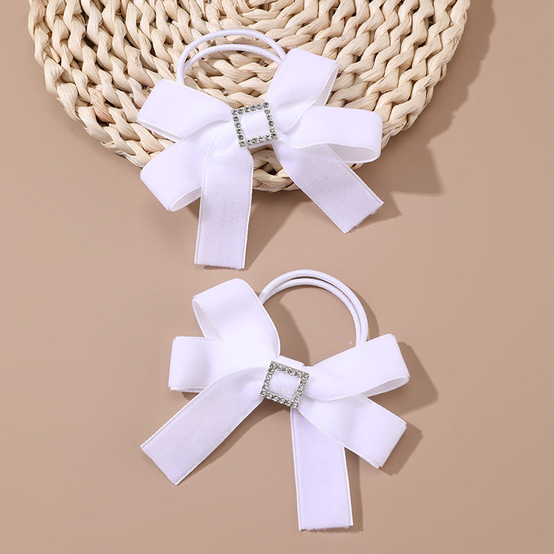 Minimalist Cartoon Bow-Shaped Fabric Hair Tie for Kids with Macaron Color Accents