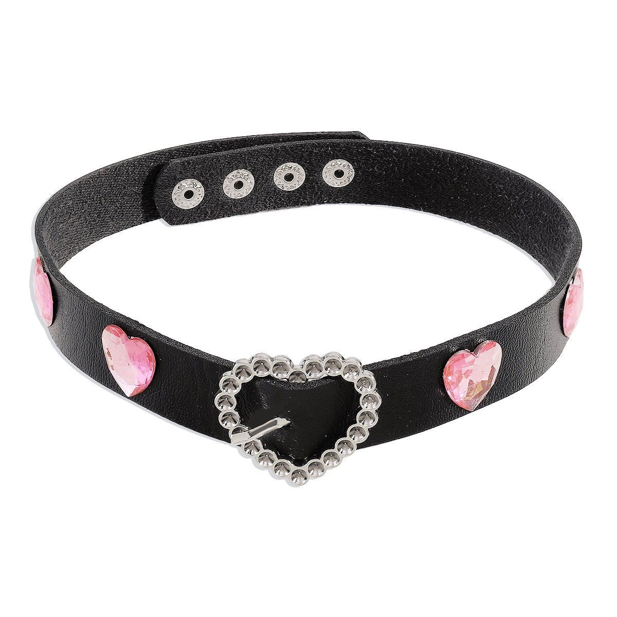 Collana girocollo in pelle geometrica minimalista spigolosa con fibbia in metallo da donna
