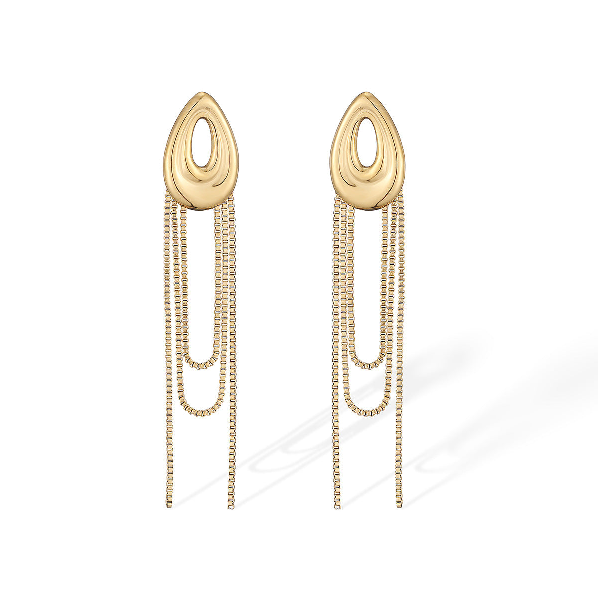 Minimalist 18K Gold Plated Geometric Stainless Steel Tassel Earrings for Women