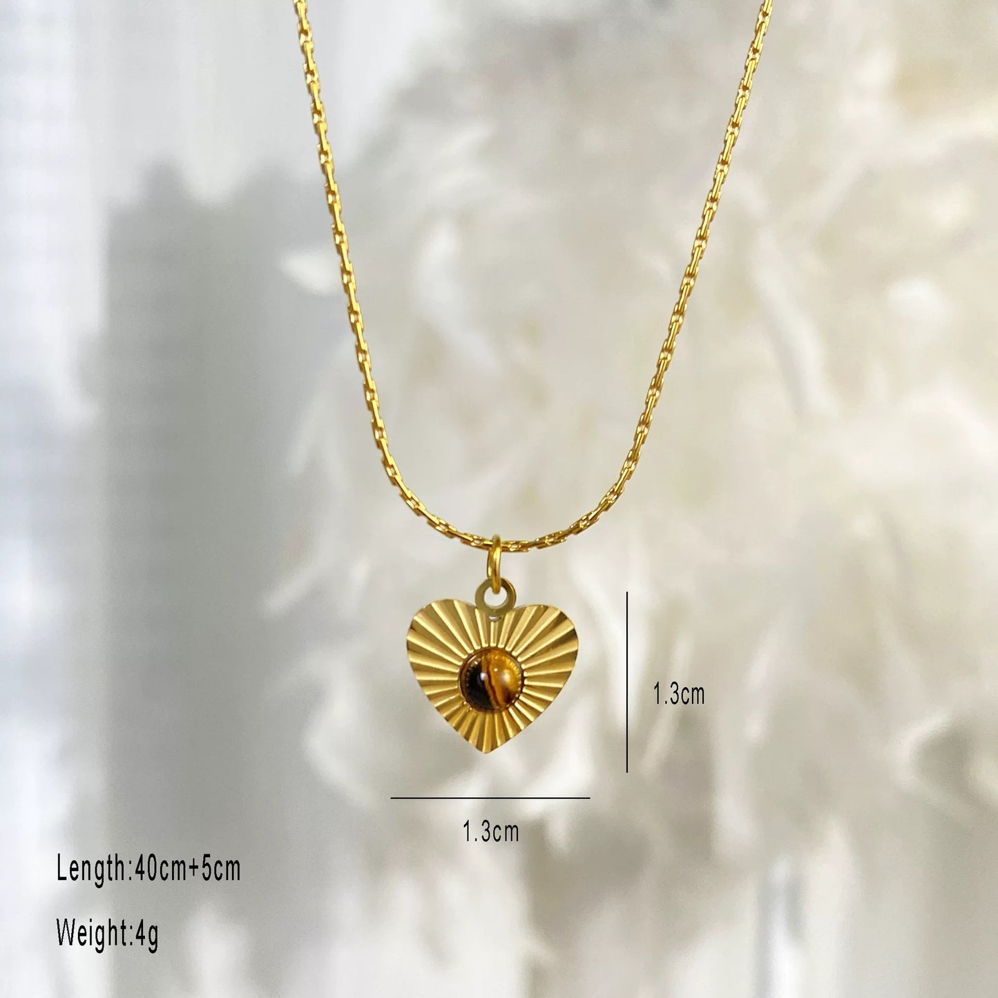 Vintage Geometric Tiger's Eye Titanium Steel Necklace for Women