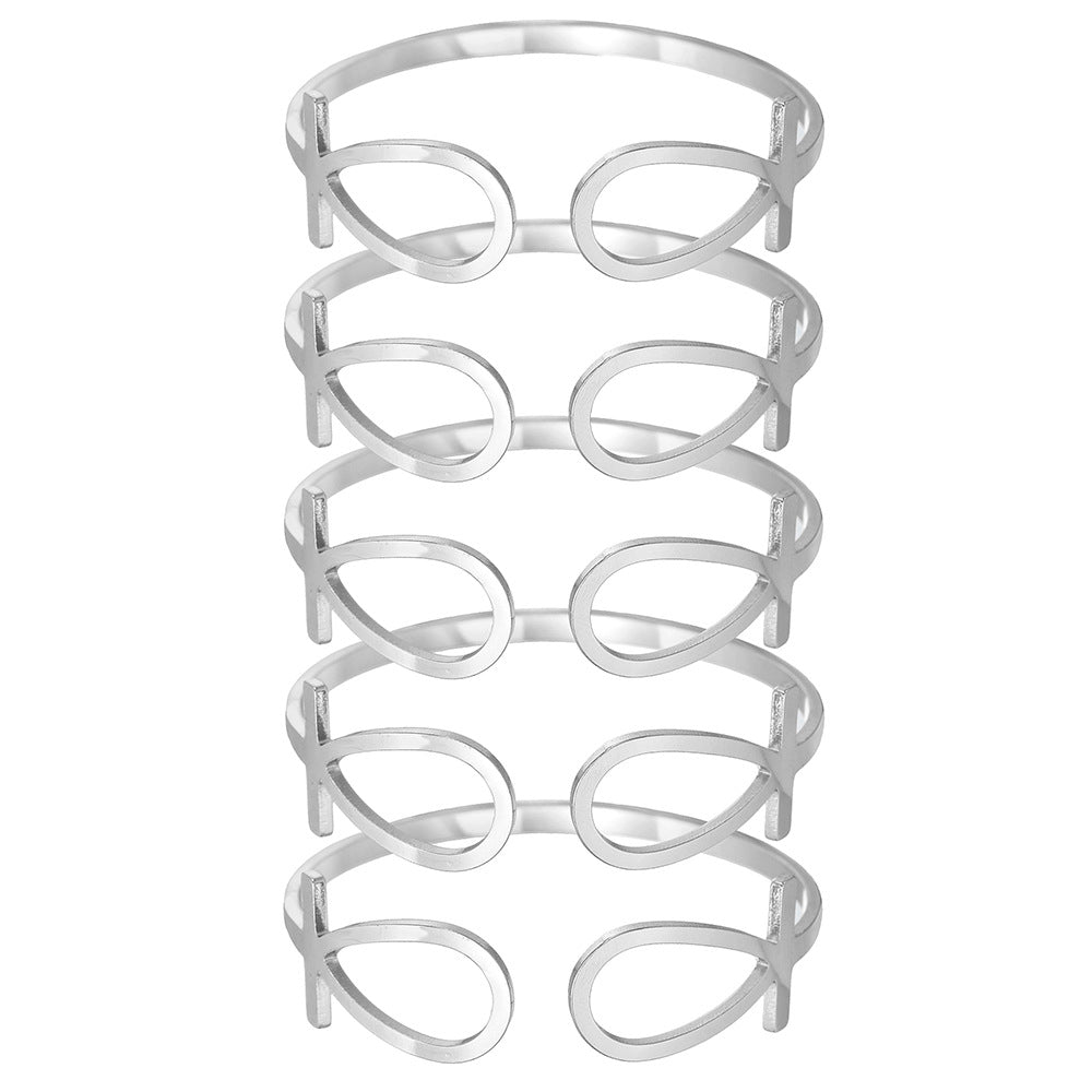 Geometric Cross Plated Stainless Steel C-Shape Open Adjustable Bracelet