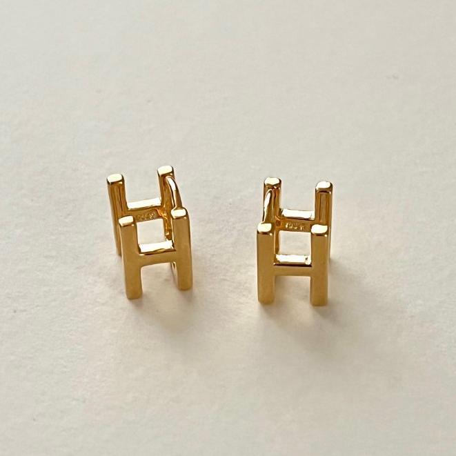 Minimalist Letter Stud Earrings for Women in 925 Sterling Silver with Gold Plating