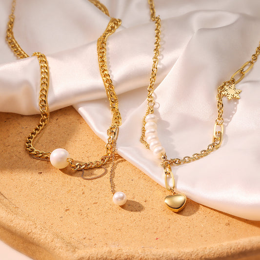 Collar de Acero Inoxidable Minimalista con Colgante de Corazón Geométrico y Diseño Irregular para Mujer