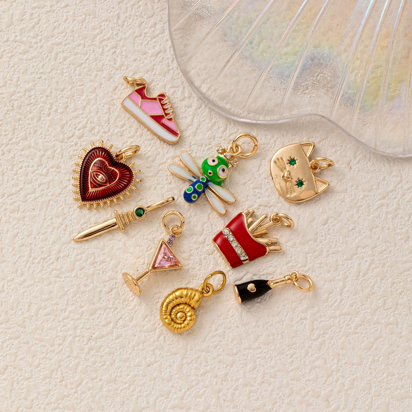 Vintage Brass Plated Heart Charm Bar