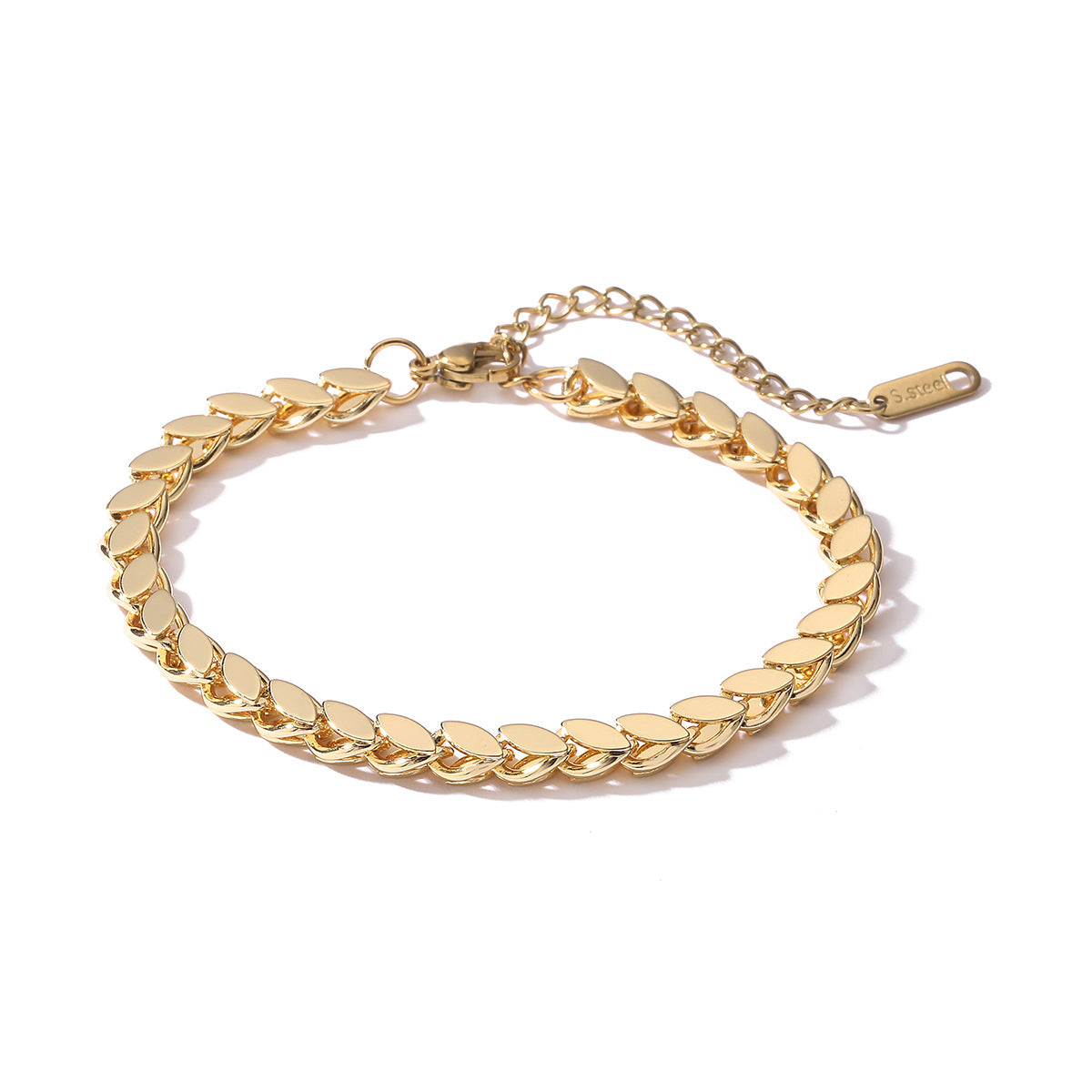 Bracciale vintage geometrico in acciaio inossidabile da donna con placcatura in oro 18 carati, design irregolare, accessorio alla moda per tutti i giorni