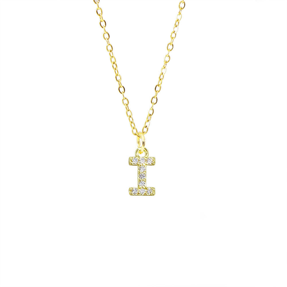 Collar con colgante de cadena de serpiente de oro chapado en acero titanio con forma de letra minimalista para mujer con incrustaciones de circonita cúbica