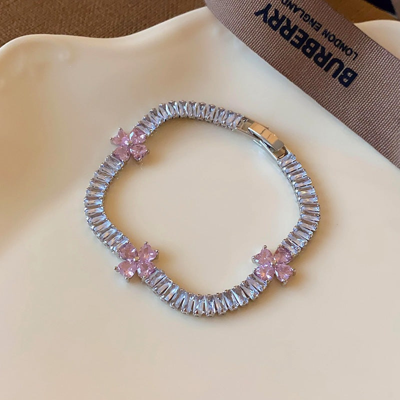 Luxury Elegant Geometric Alloy Plated Bracelet with Cubic Zirconia for Women
