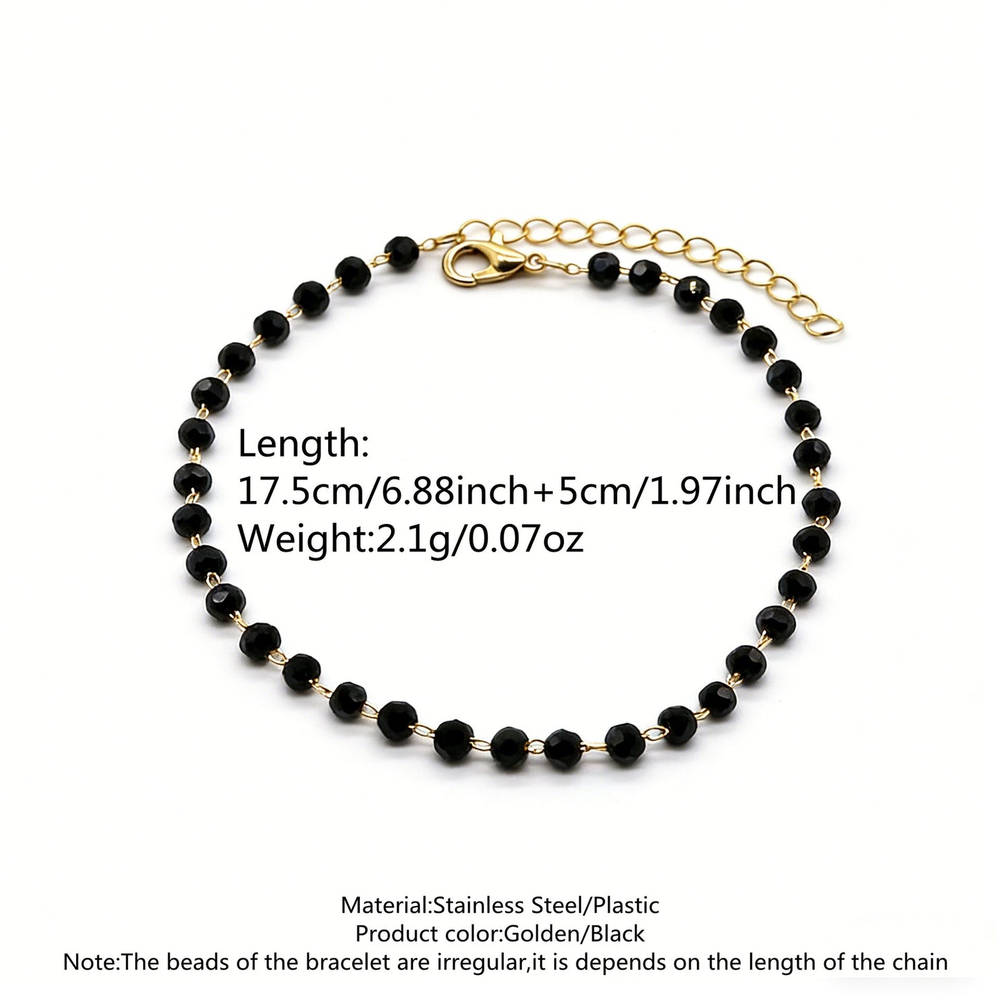 Set de pulsera y collar chapados en acero inoxidable con cuentas, redondo, geométrico, minimalista y bohemio para mujer