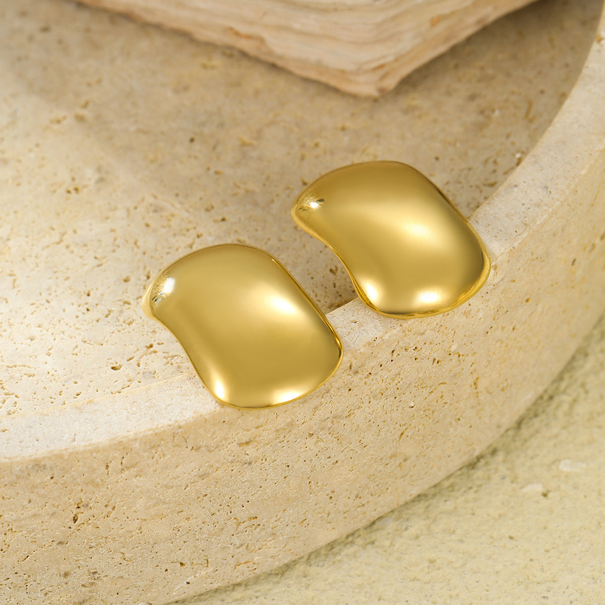 Pendientes Minimalistas Cuadrados de Acero Inoxidable con Baño de Oro de 18K para Mujer
