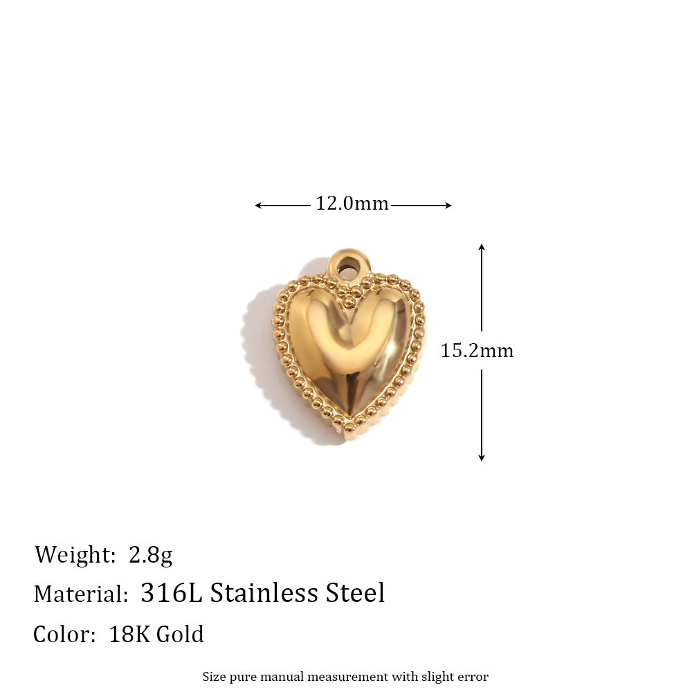 Minimalist Geometric Heart Pendant for Women Stainless Steel with 18K Gold Plating and Micro-Pave Colored Rhinestones