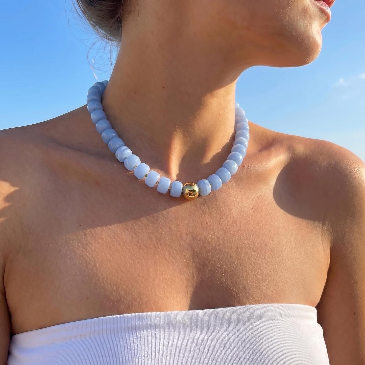 Casual Geometric Round Resin Acrylic Beaded Necklace for Women