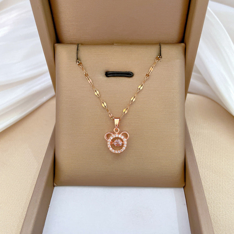 Collana con ciondolo a luna geometrica minimalista da donna e da uomo Catena in acciaio inossidabile con charm in rame