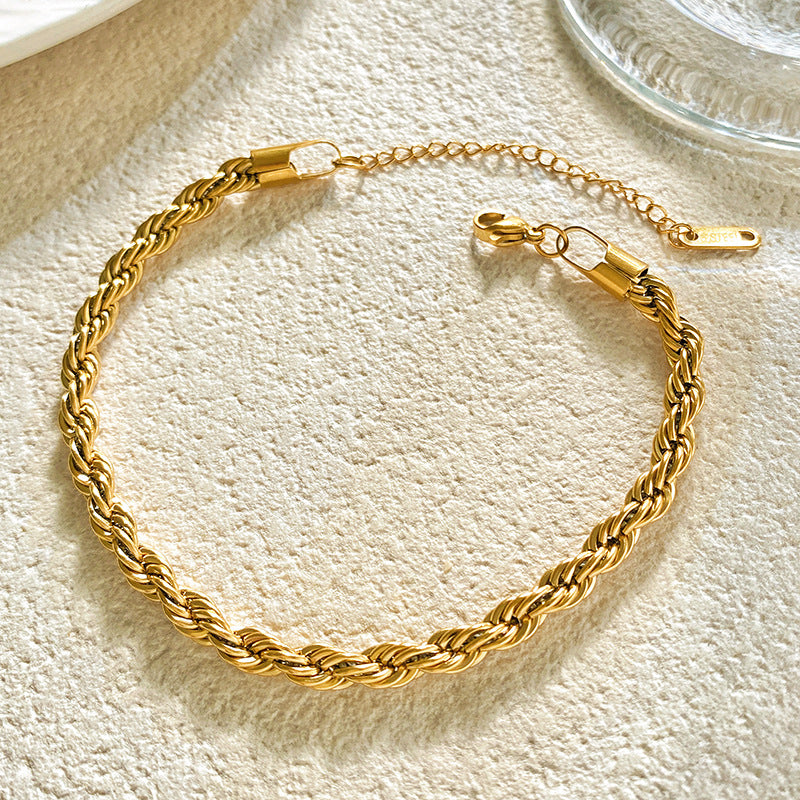 Luxury Casual Titanium Steel Rope Chain Bracelet Plated Unisex