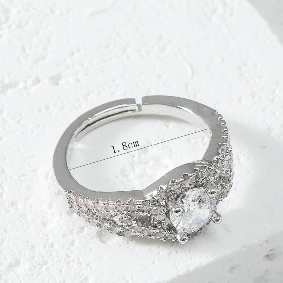 Anillo de dedo geométrico de cobre con forma de U, micro pavé de circonitas, ajustable, abierto, apilable para mujer