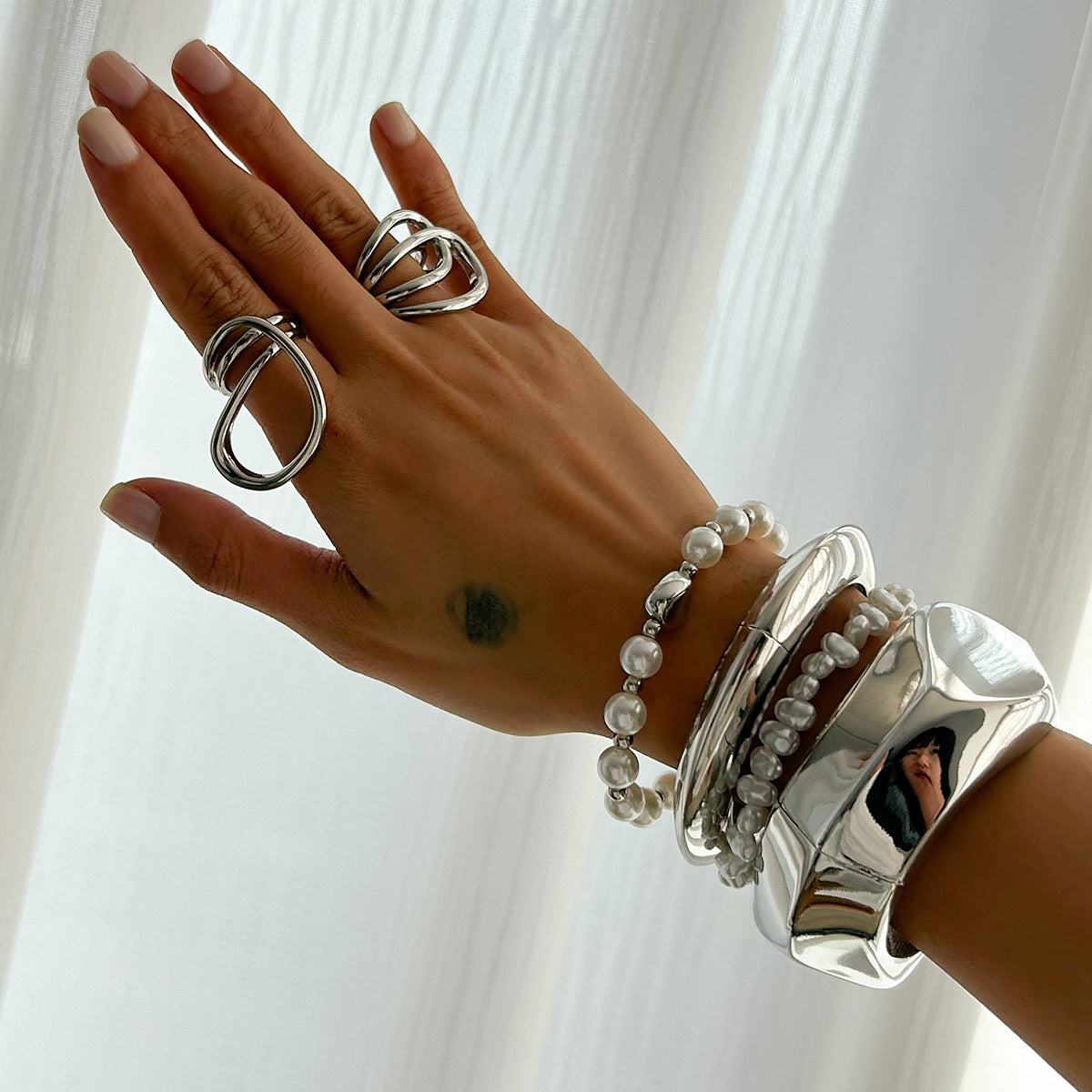 Luxury Casual Oval Abstract Zinc Alloy Plated Bracelet Set