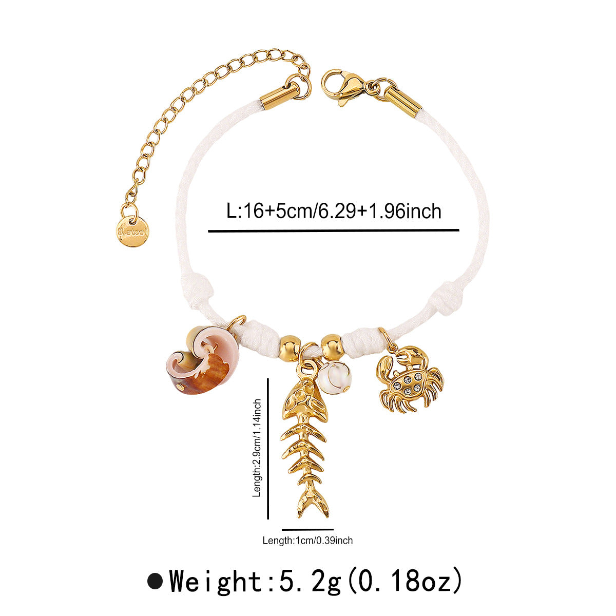 Collana con Pendente Stella Marina e Conchiglia Stile Naturale da Donna, in Acciaio Inox con Finitura Placcata Oro 14K su Catena a Cordino