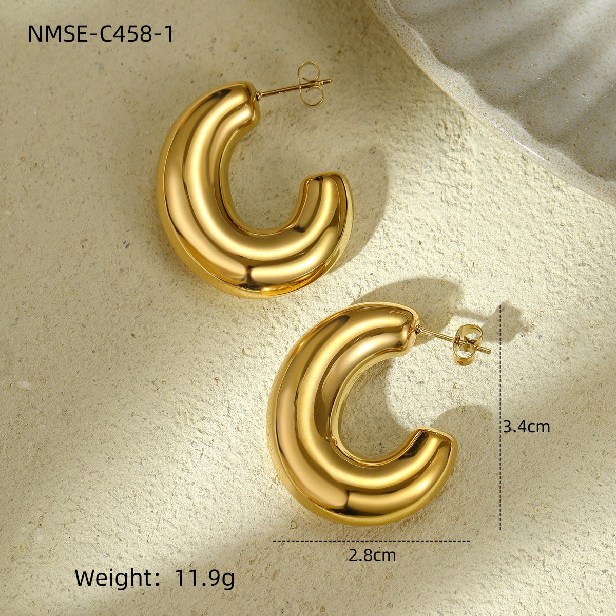 Orecchini geometrici a triangolo in acciaio inossidabile con placcatura in oro 18 carati da donna