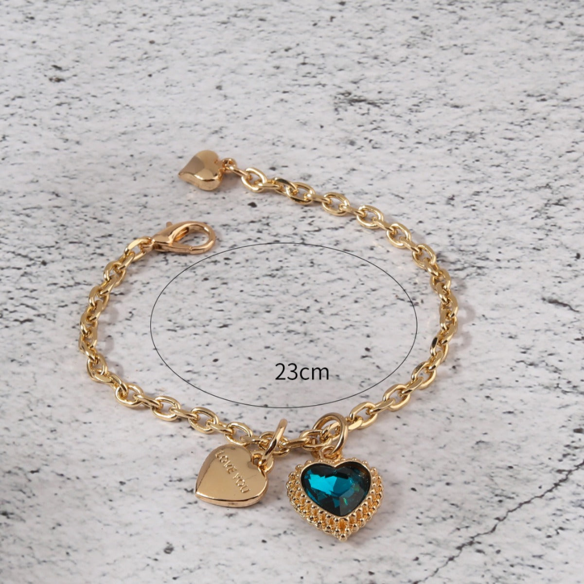 Bracciale Dolce Minimalista in Lega a Forma di Cuore con Intarsi di Strass da Donna