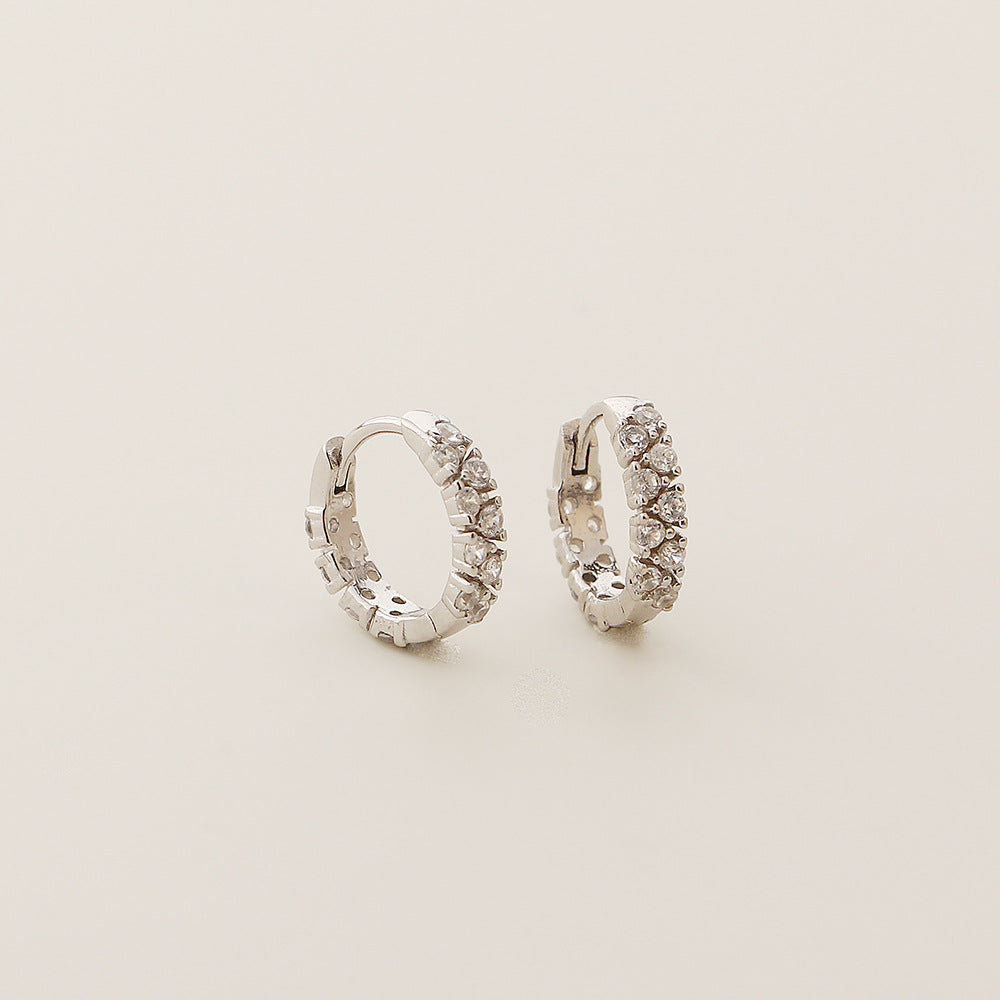 Pendientes de Tachuela Geométricos Minimalistas de Plata de Ley 925 con Baño para Mujer