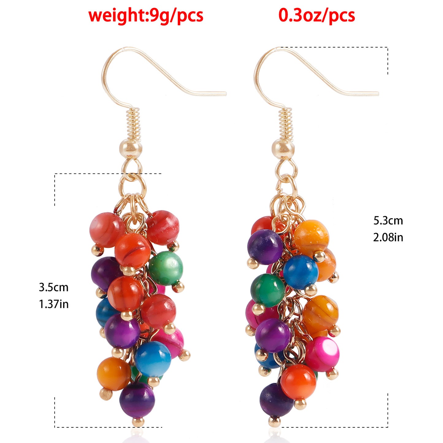Creative Mixed-Color Grape Cluster Earrings with Electroplated Finish in Mixed Materials for Unisex Wear