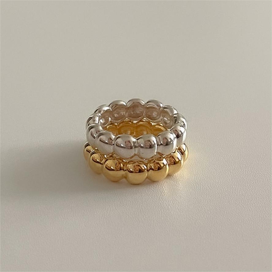 Minimalist Heart-Shaped 925 Sterling Silver Ring with Beveled Square Beads for Women