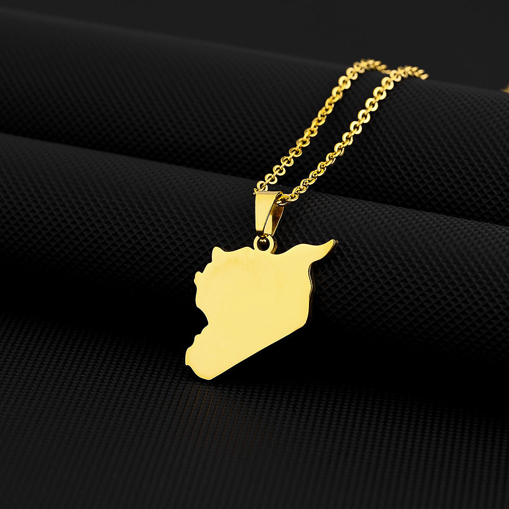 Collar con colgante geométrico minimalista de acero de titanio con acabado chapado y cadena tipo O, unisex, para uso diario