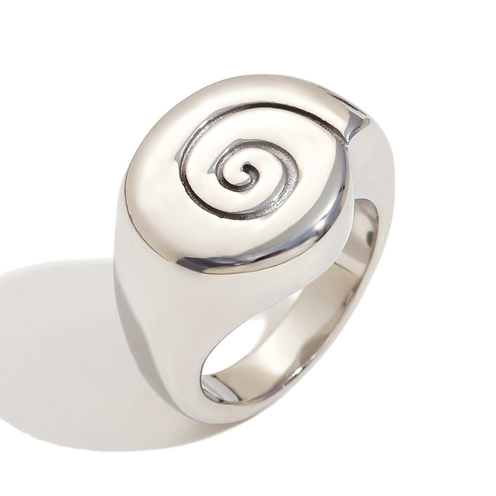Anillo Minimalista Geométrico de Acero Inoxidable con Flores y Diamantes Blancos y Chapado en Oro de 18K para Mujer