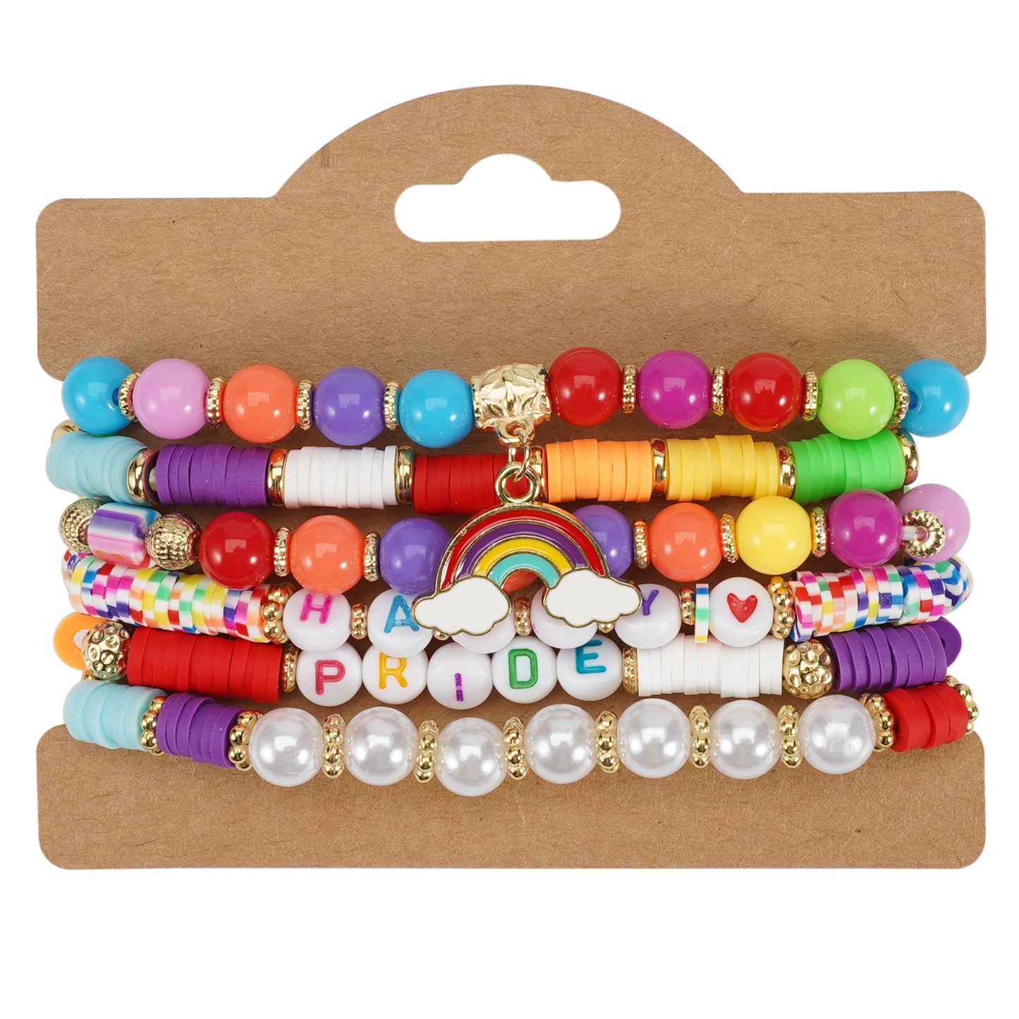 Bohemian Vintage Heart Shape Glass Pendant Multi-layer Bracelet for Women