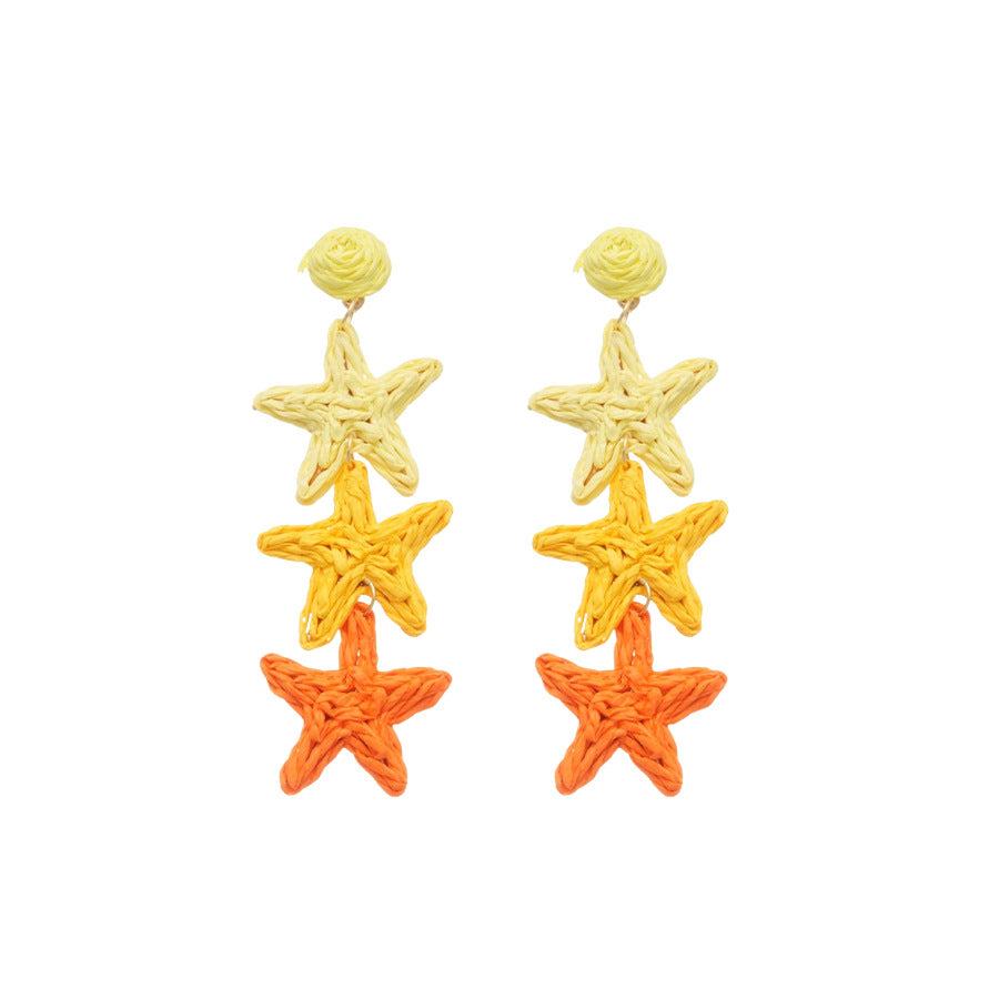 Aretes tipo borla con forma de estrella inspirados en la dopamina con postes de acero galvanizado para mujer, accesorio de moda estilo vacaciones de primavera
