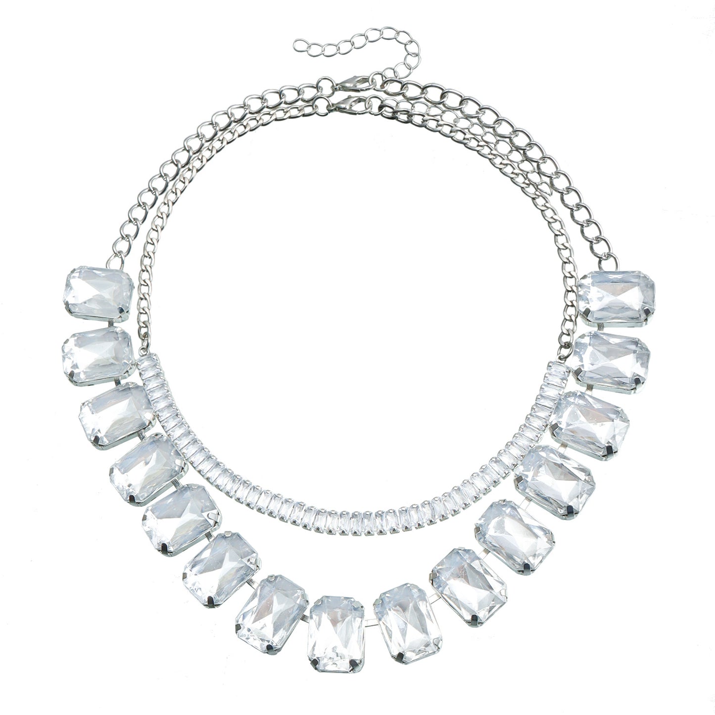 Fashionable Crystal-Embellished Clavicle Necklace with Tassel and Heart Shape in Alloy with Plating Finish for Women