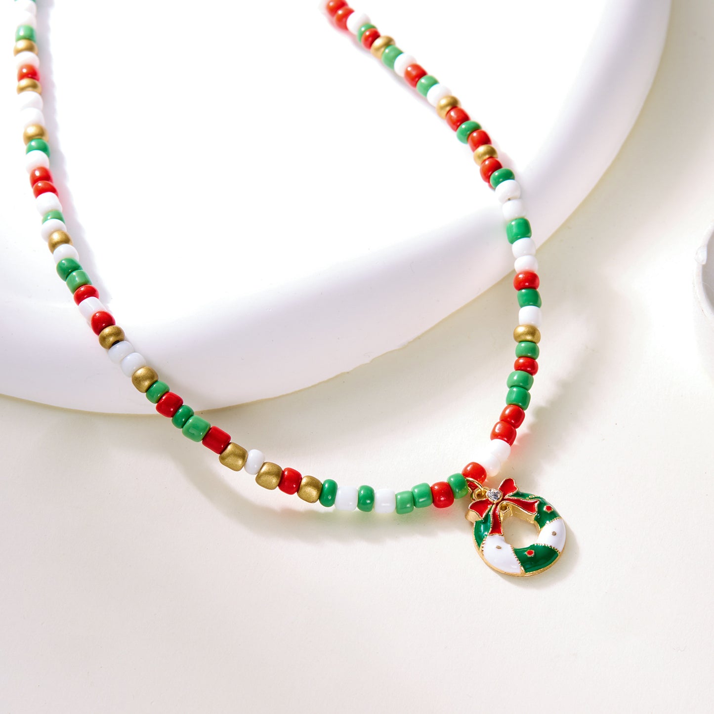 Ins Style Christmas Pendant Necklace with Santa Claus Snowman and Christmas Tree Charms in Zinc Alloy with Enamel Finish for Women