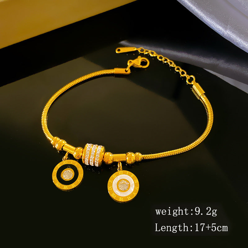 Luxury Geometric Titanium Steel 18K Gold Plated Bracelet for Women