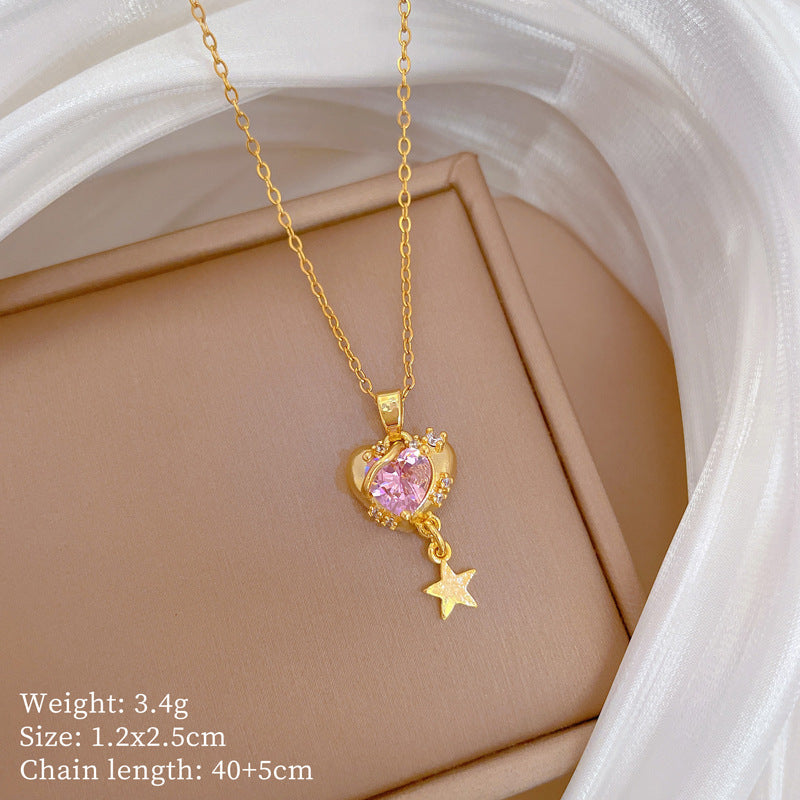 Collana Minimalista Geometrica in Acciaio al Titanio con Pendente in Rame Placcato Oro su Catena a Maglie per Uomo e Donna