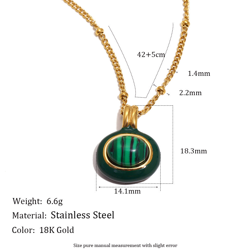 Elegant Vintage 18K Gold Plated Stainless Steel Round Geometric Pendant Necklace for Women