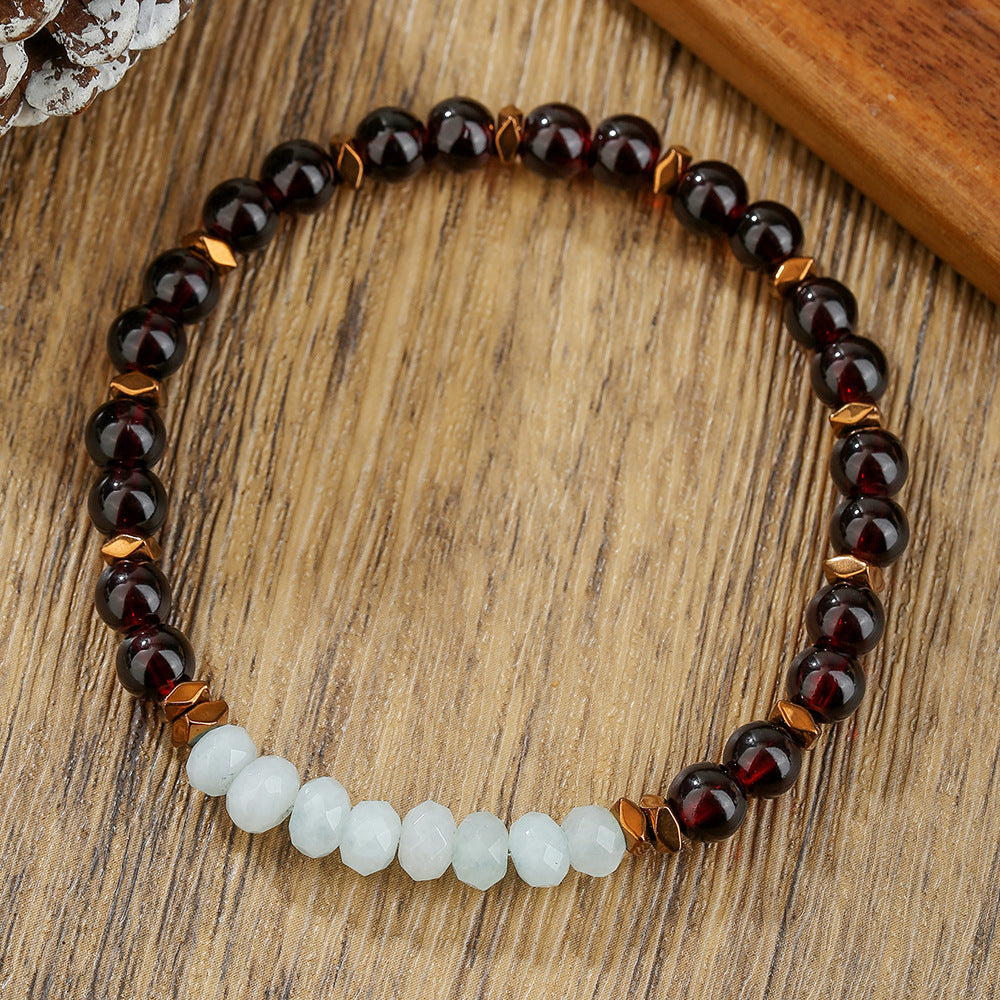 Natural Crystal Round Beaded Bracelet Handmade Geometric Stretch Jewelry Unisex