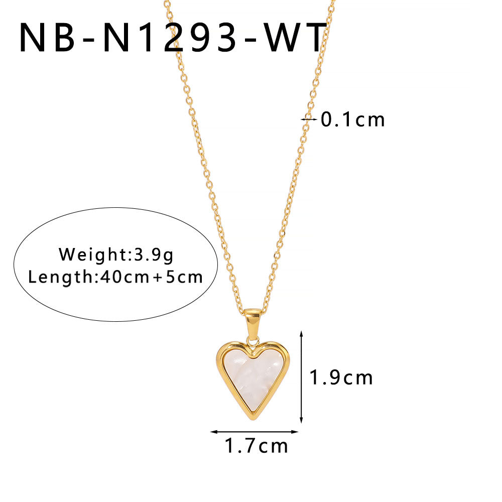 Collana con pendente geometrico in madreperla da donna con catena in acciaio inossidabile placcato oro 18 carati e dettagli floreali