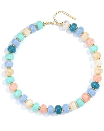 Casual Geometric Crystal Resin Acrylic Beaded Necklace Set for Women
